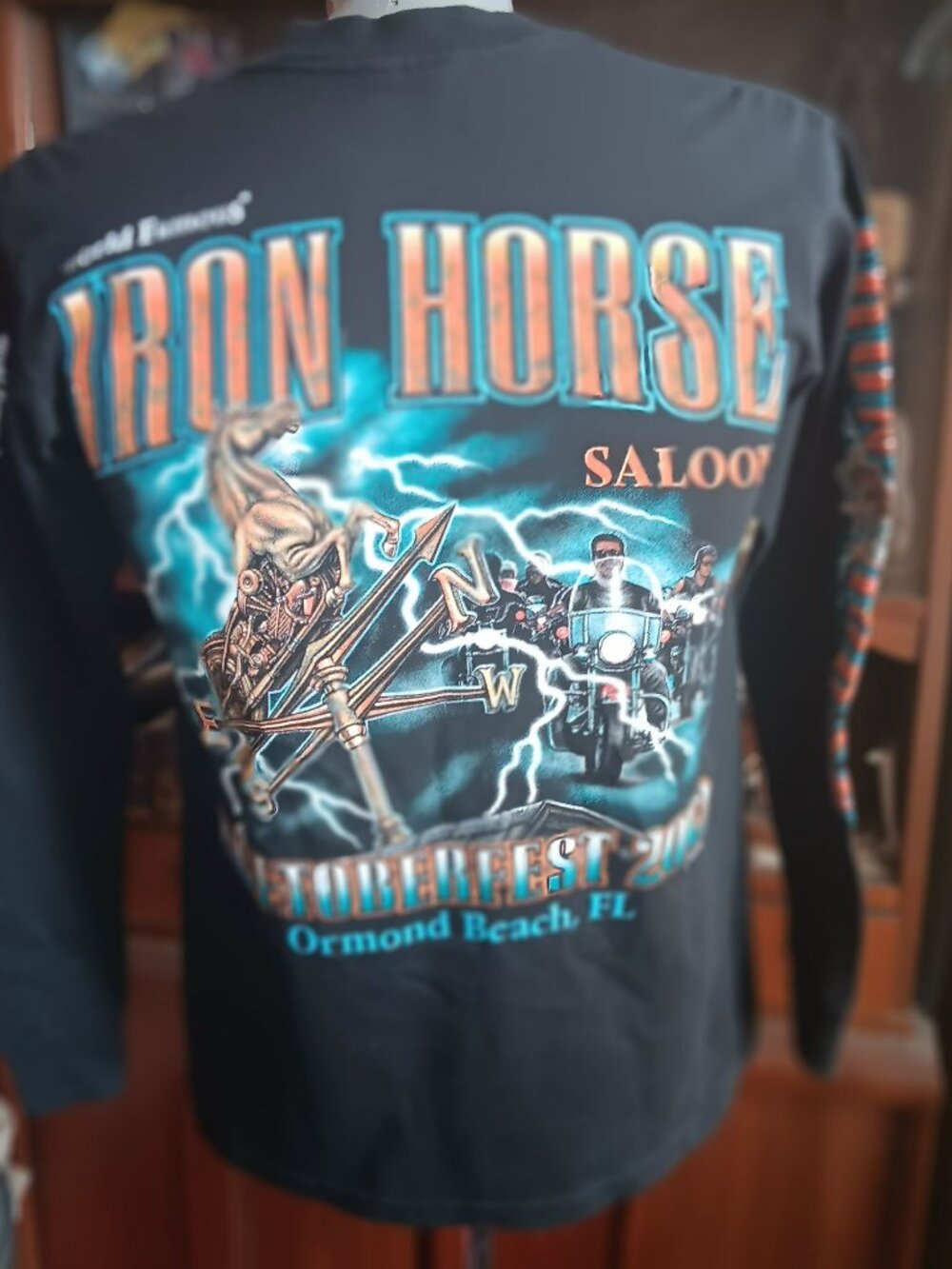 Vintage Biker T-shirt Small Iron Horse Saloon Biketoberfest Florida 2002 LS